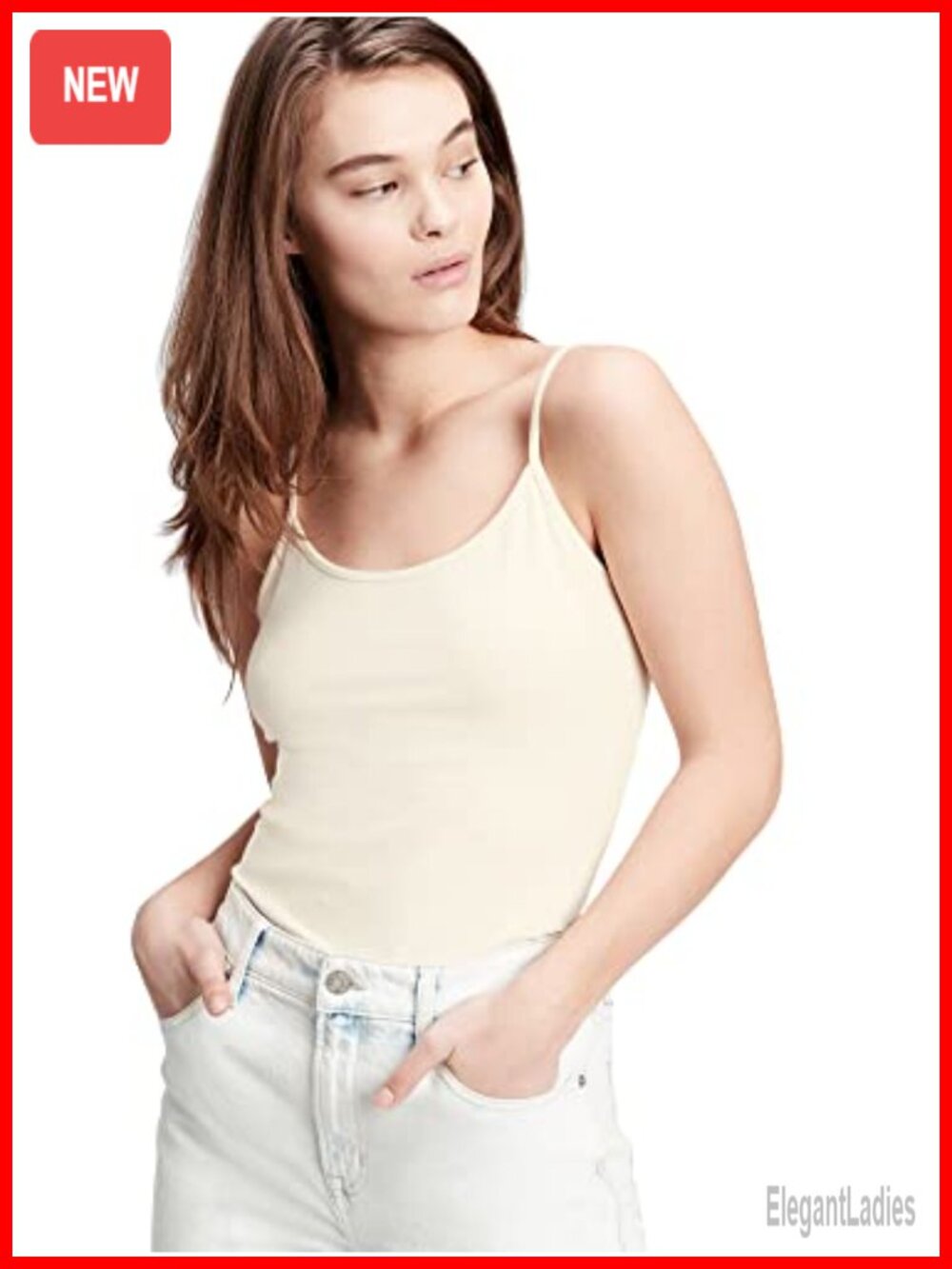Gap Fitted Cami Tank Top Scoop Neck Spaghetti Strap Backless